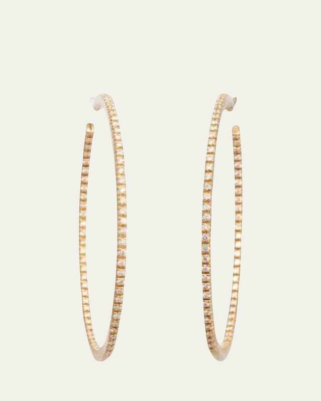 18K Yellow Gold Diamond Round Small Perfect Hoop Earring